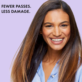 Hot Tools Pro Signature Dual Plate Flat Iron close-up shows charcoal ceramic plates for shine