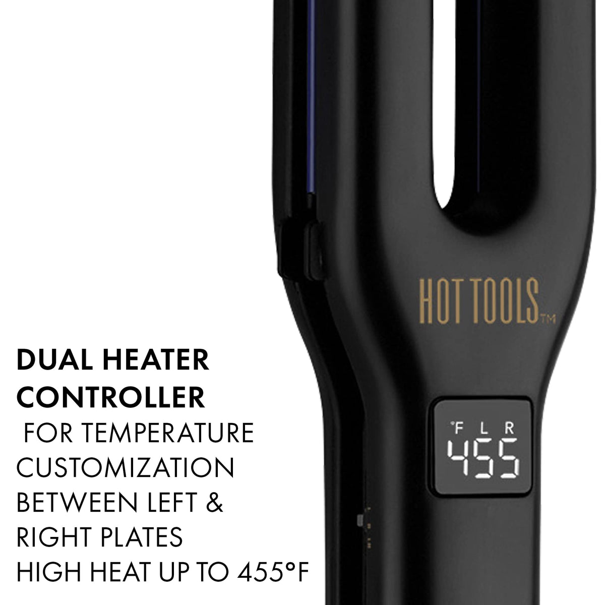 Hot Tools Pro Signature Dual Plate Flat Iron side view shows compact profile for easy storage