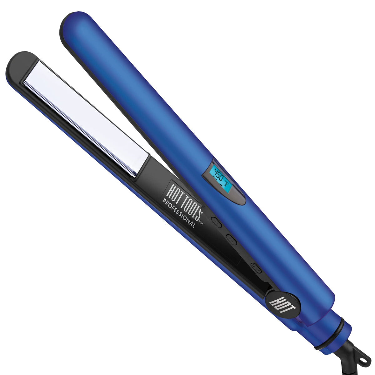 Hot Tools Radiant Blue 1-inch flat iron with micro-shine titanium plates for smooth styling