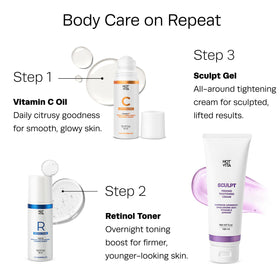 Hot Vita Sculpt Gel pictured with other body care products