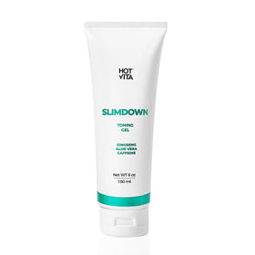 Hot Vita Slimdown bottle pour showing quick, non-greasy gel application.