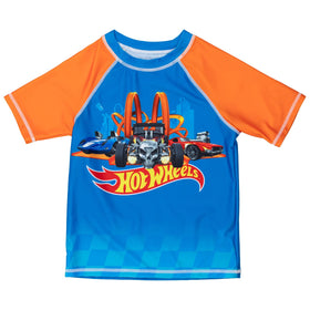 Hot Wheels screen-printed cars and flame logo add poolside style and energy.