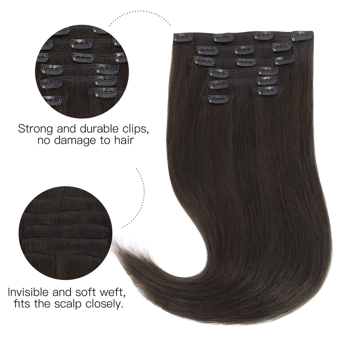 HOTBANANA dark brown 24-inch extensions close-up for natural blending
