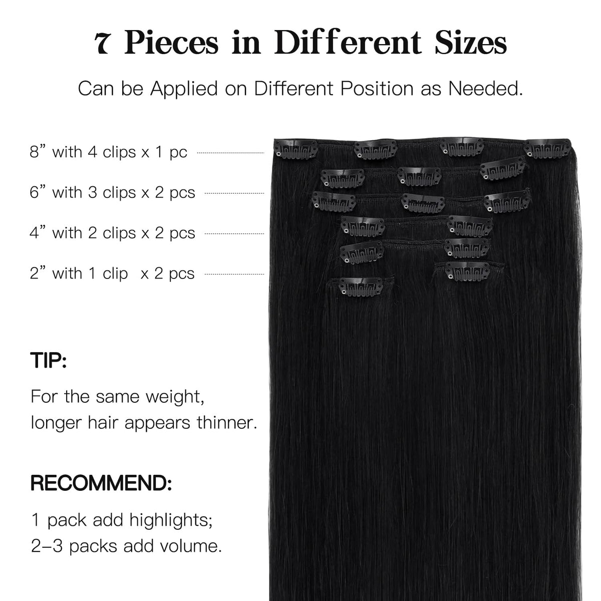Hotbanana Remy clip-in straight 18-inch adds sleek length