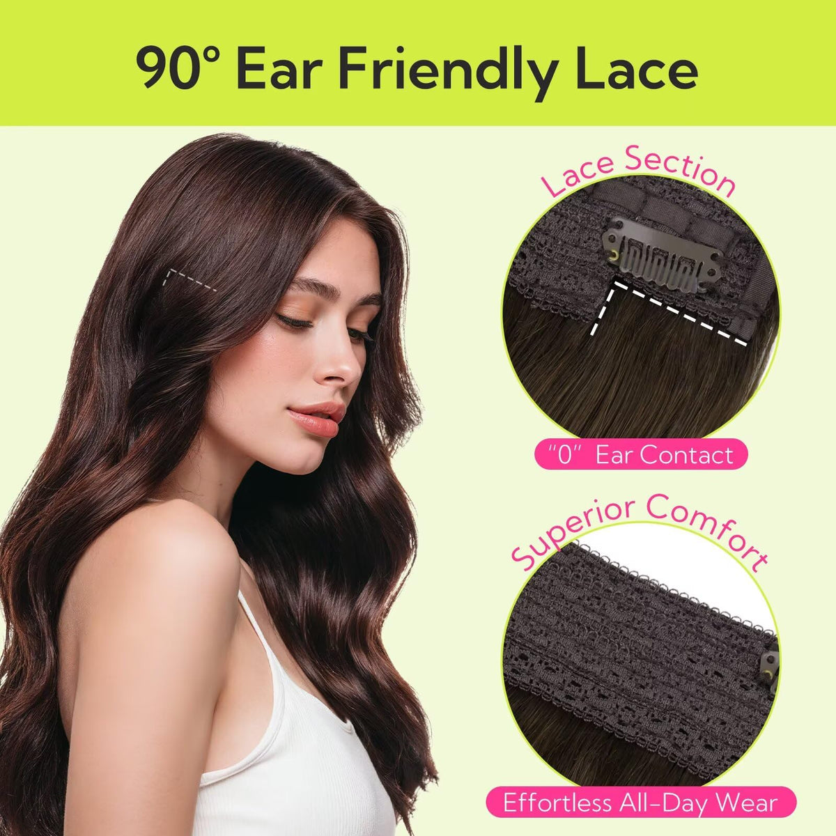 Hotbanana ear-friendly lace edge design reduces friction for all-day comfort.