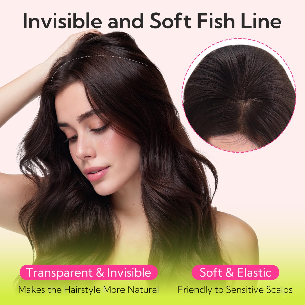 Hotbanana invisible elastic wire blends with hair for a natural look.