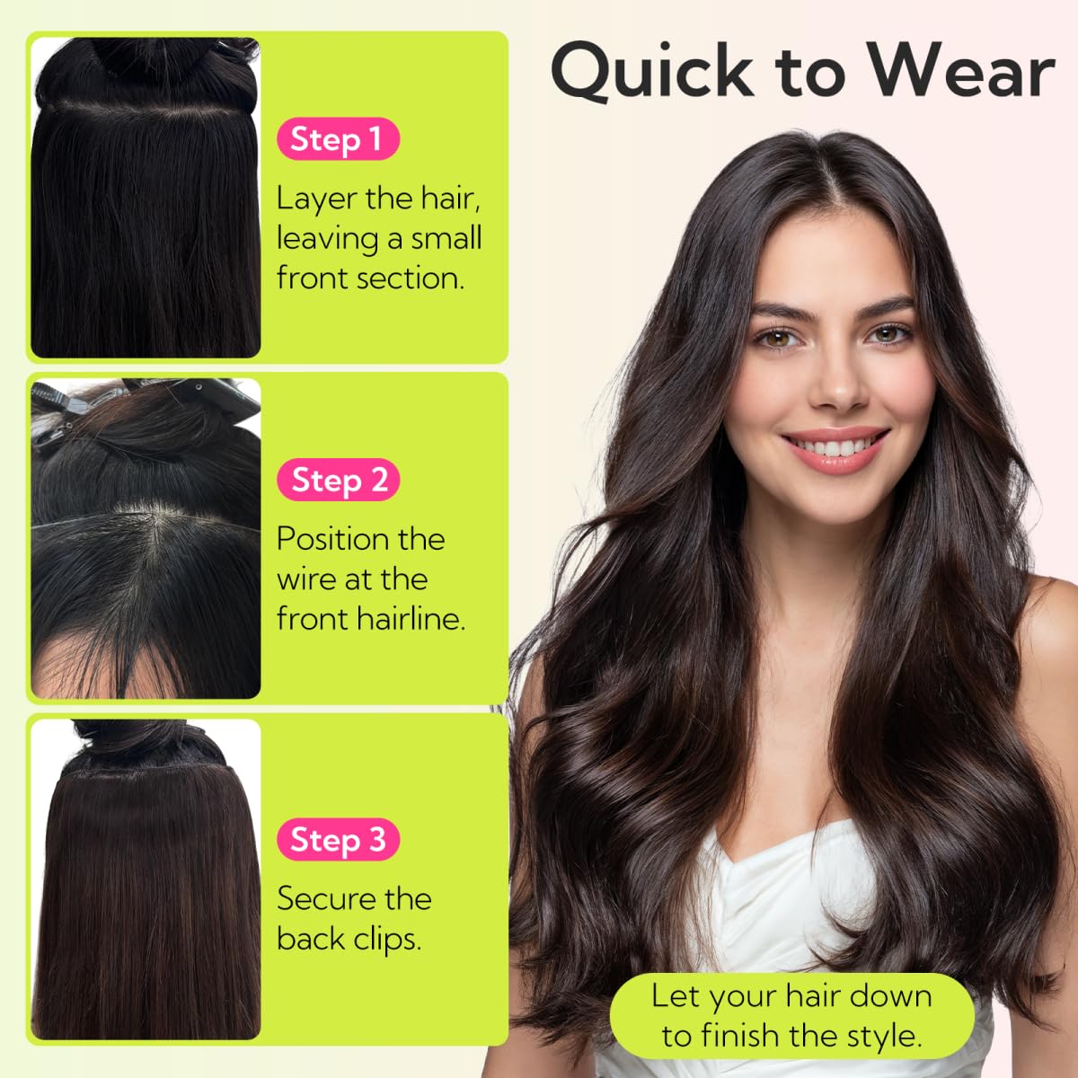 Hotbanana wire extensions shown as reusable, eco-friendly for on-the-go styling.