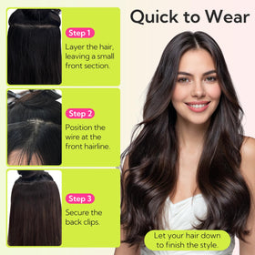 Hotbanana wire extensions shown as reusable, eco-friendly for on-the-go styling.