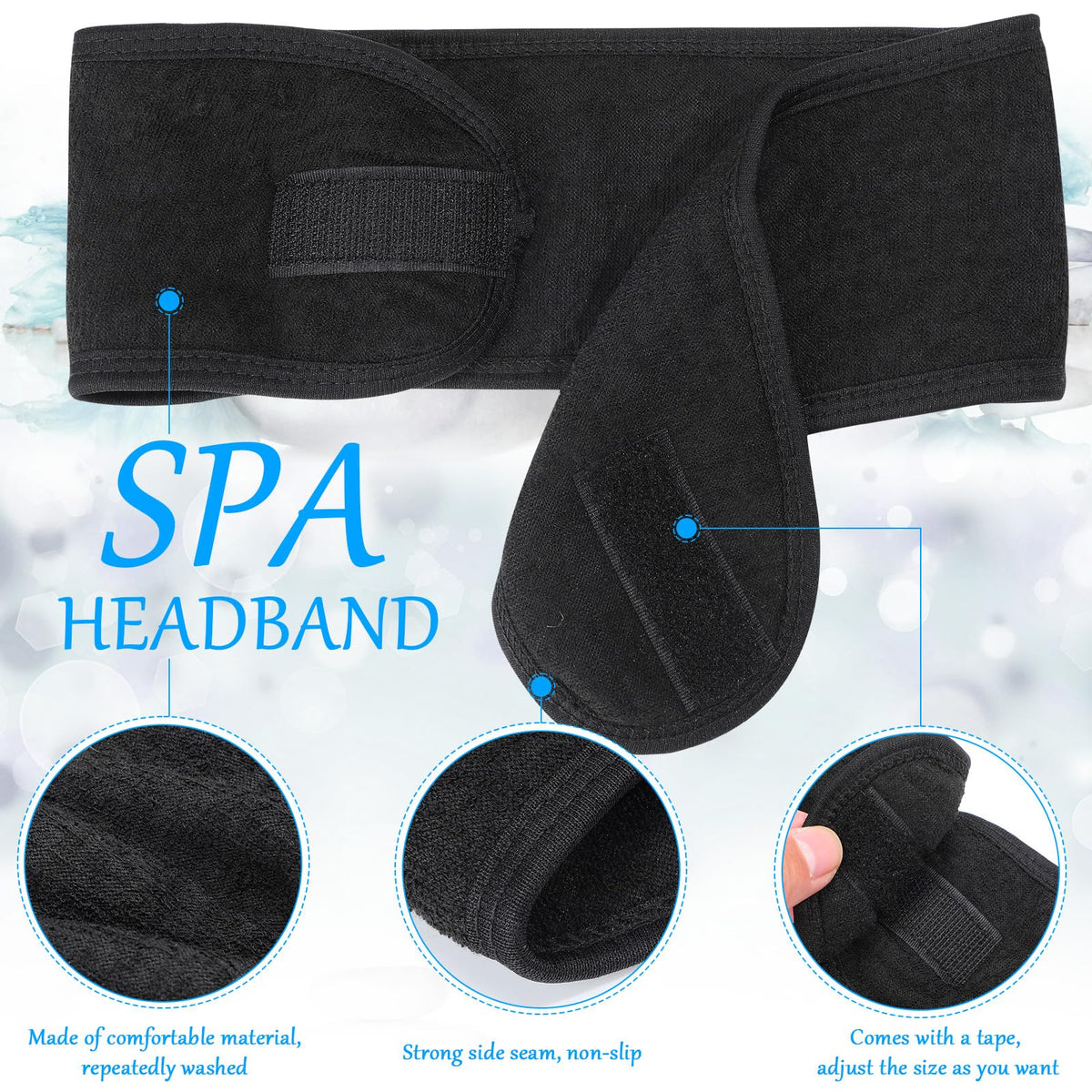 Hoteam facial headband keeps hair back and away from eyes.
