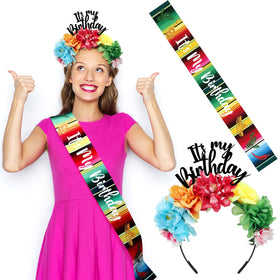 Hoteam It's My Birthday headband adds vibrant fiesta flair to photos