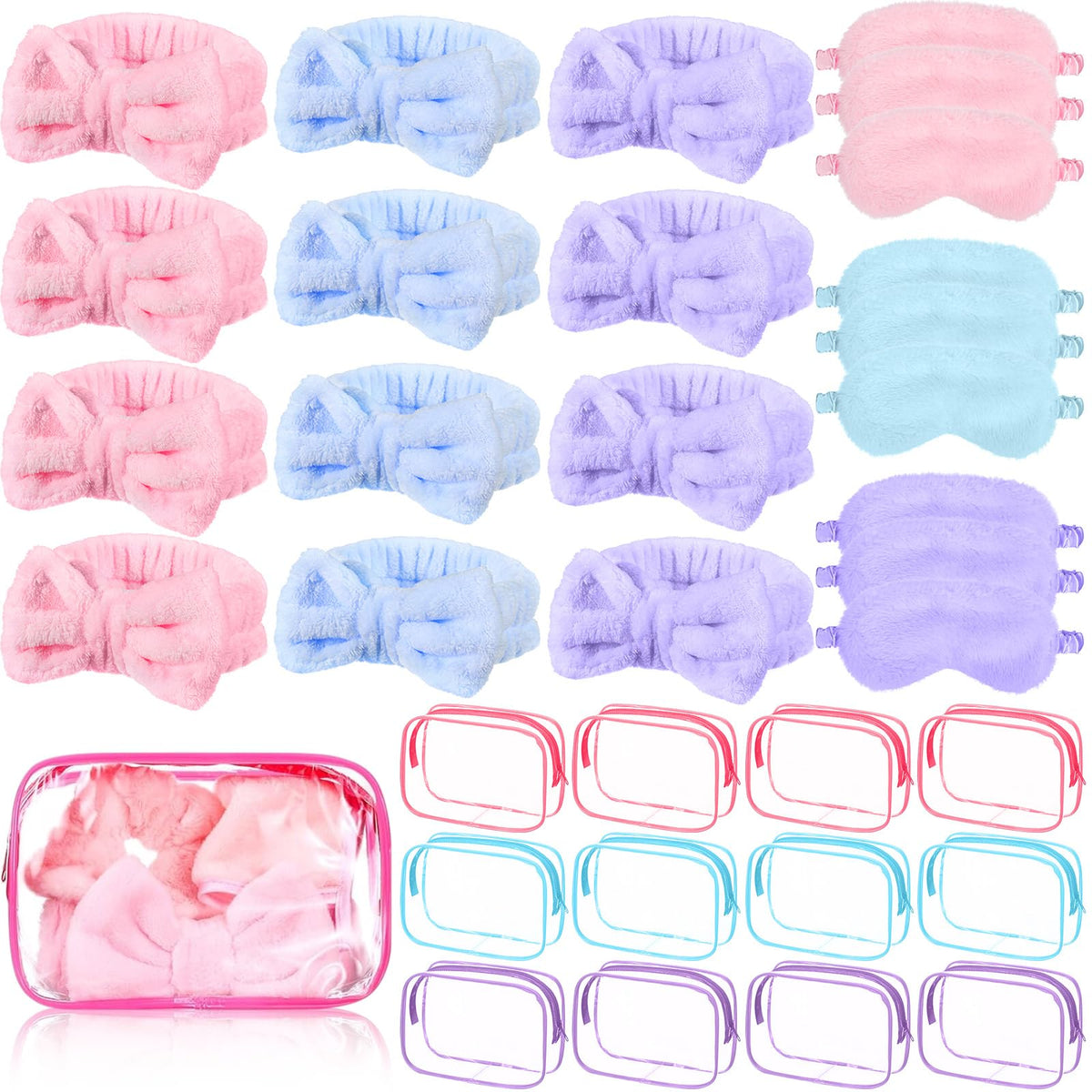 Hoteam sleepover headband pink: soft coral velvet for comfortable spa at home