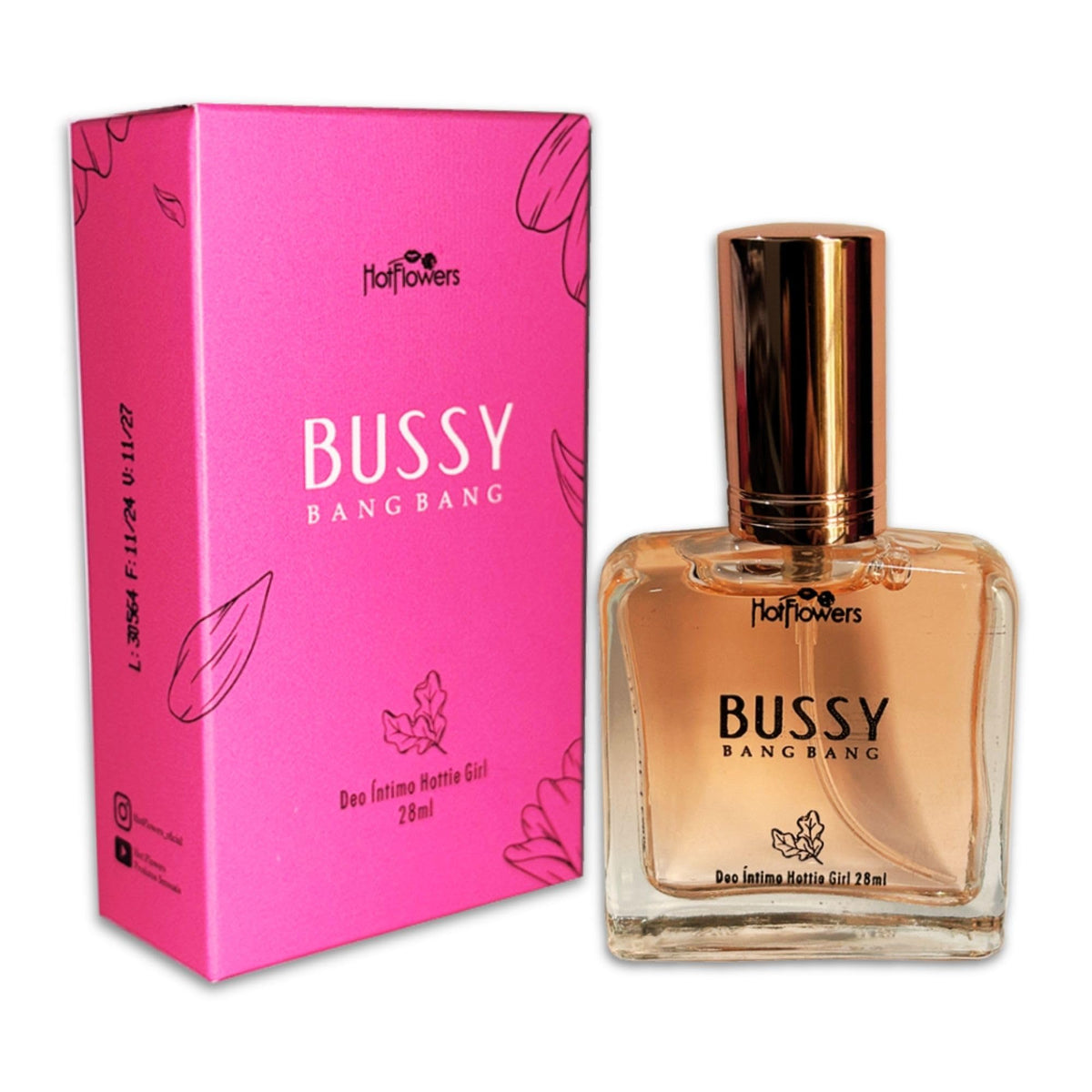 Hot Flowers Bussy Bang Bang bottle, compact travel size for discreet on-the-go freshness.