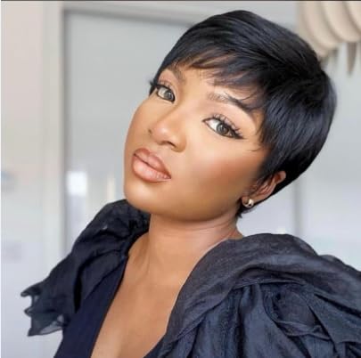 HOTKIS Pixie Cut Wig glueless back strap close-up demonstrates secure, easy fitting