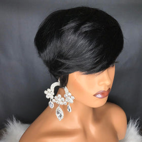 HOTKIS Pixie Cut Wig glueless cap demonstrates easy, secure daily wear.