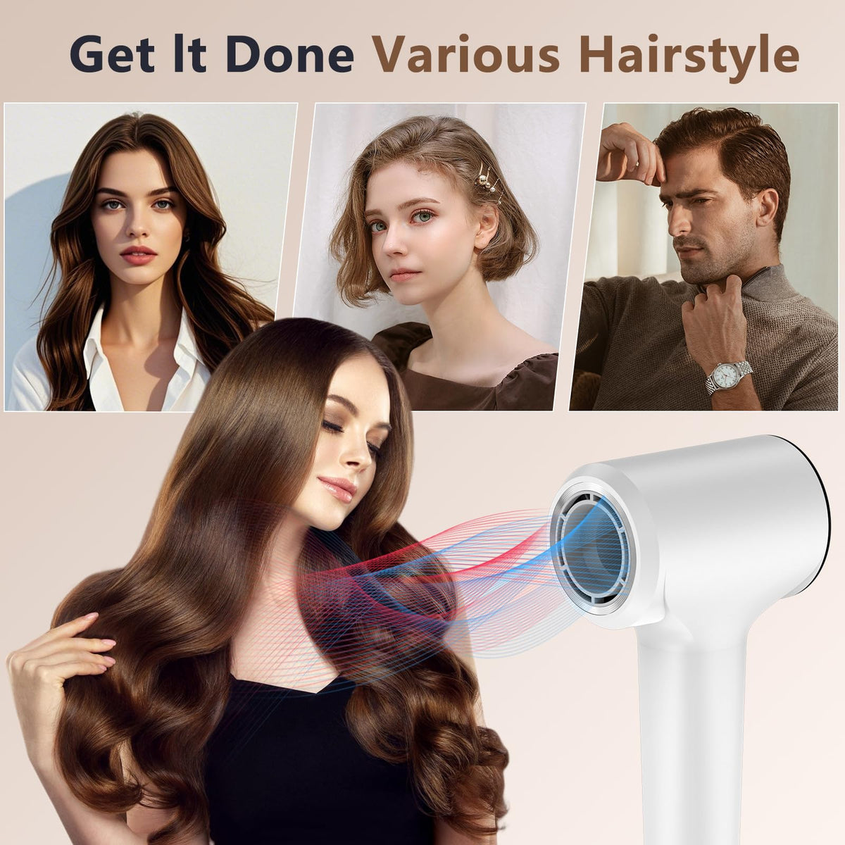 HOTLIFE Hair Dryer safety features; overheat protection and easy cleaning filter.
