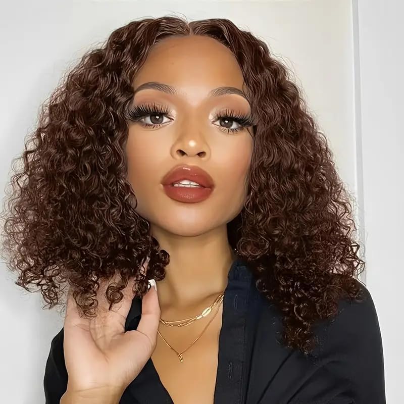 Hotnessia Curly Bob Wig 14inch deep wave lace front for a natural parting look