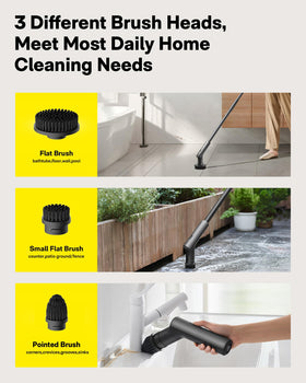HOTO pointed brush targets corners and sinks for detail cleaning.