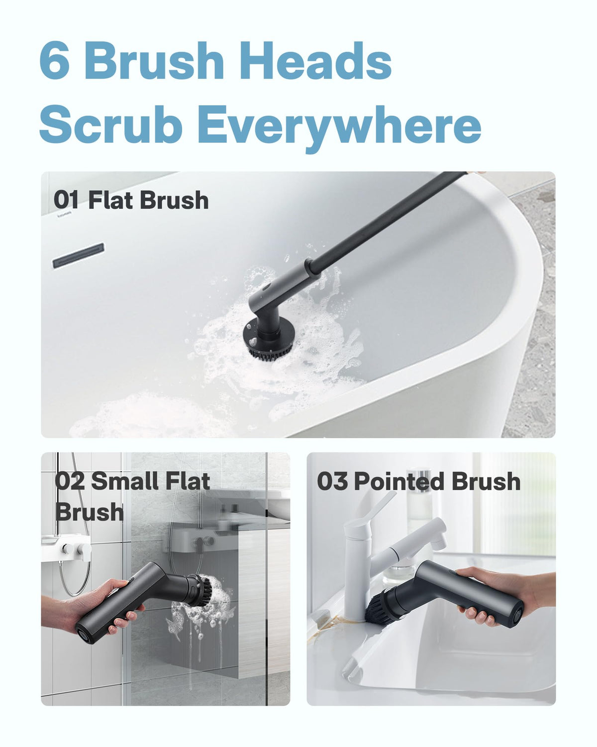 HOTO small flat brush reaches tight spaces and grout lines effectively.