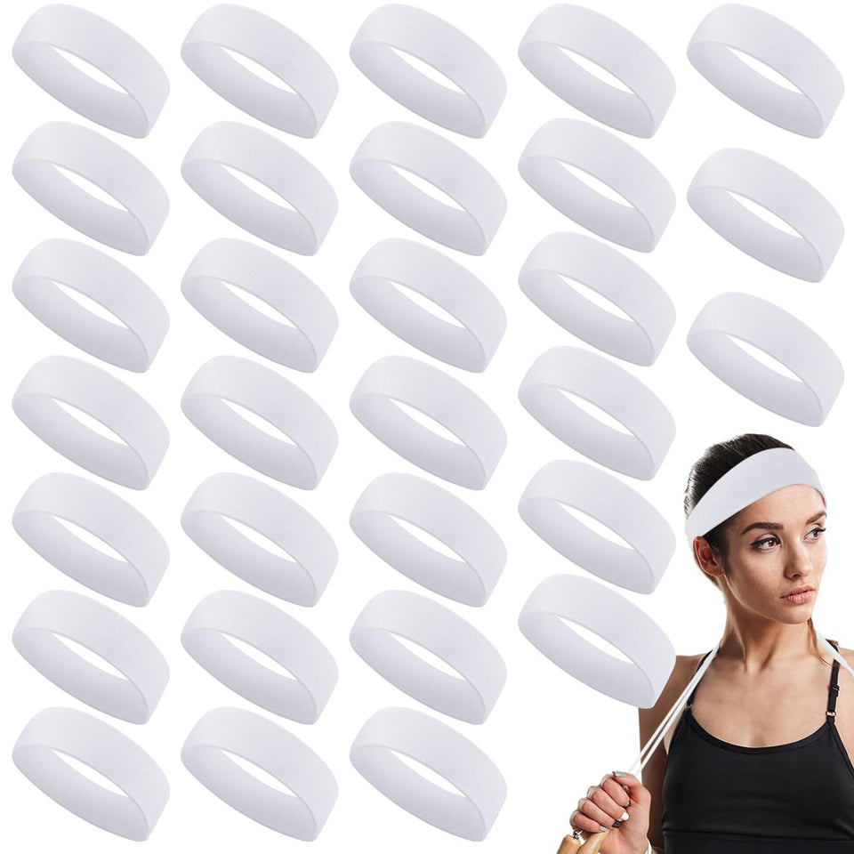 Hotop 30-pcs sport headbands bulk pack shown for workouts and sharing