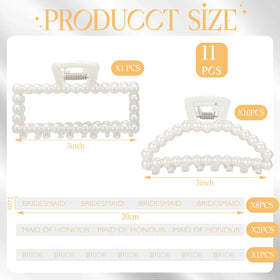 Hotop crescent pearl clip with ribbon provides secure non-slip hold.