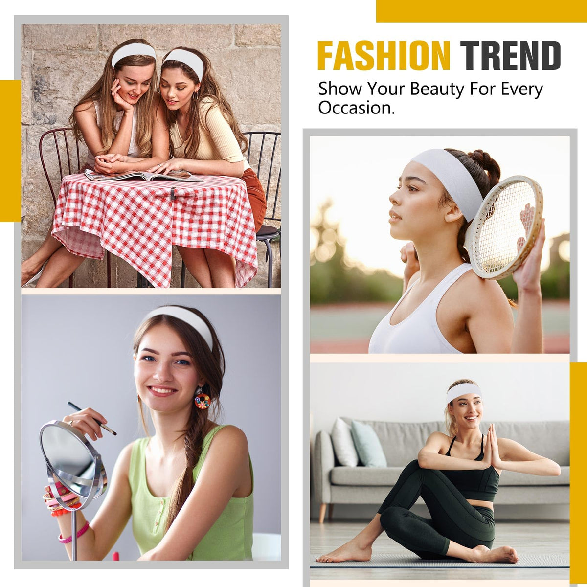 Hotop classic white headbands complementing any outfit for activity