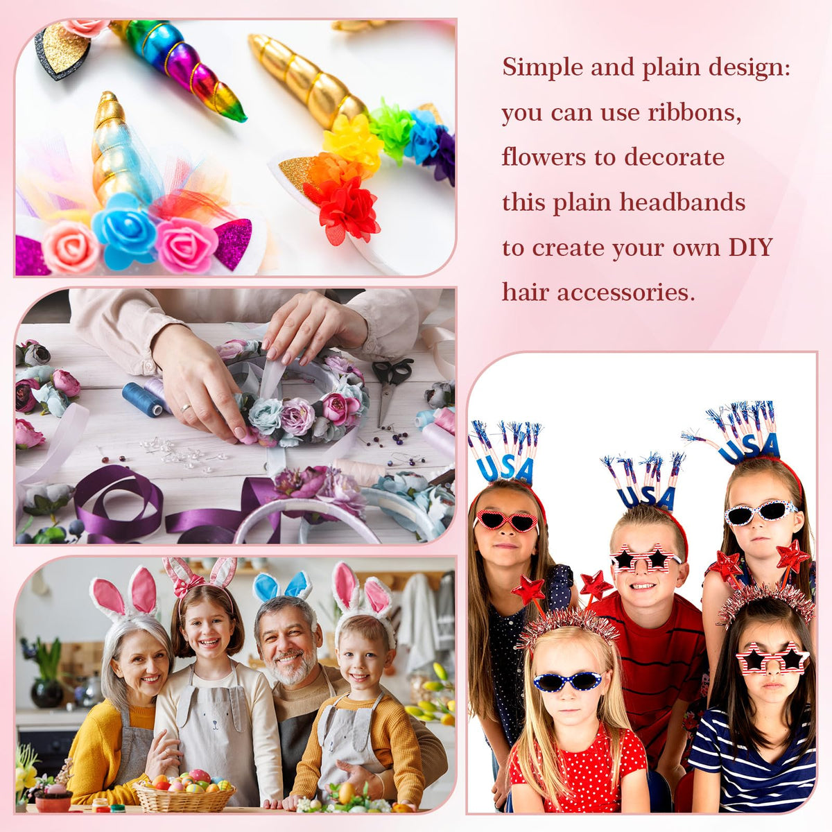 Hotop durable plastic headbands, strong yet flexible for everyday use.