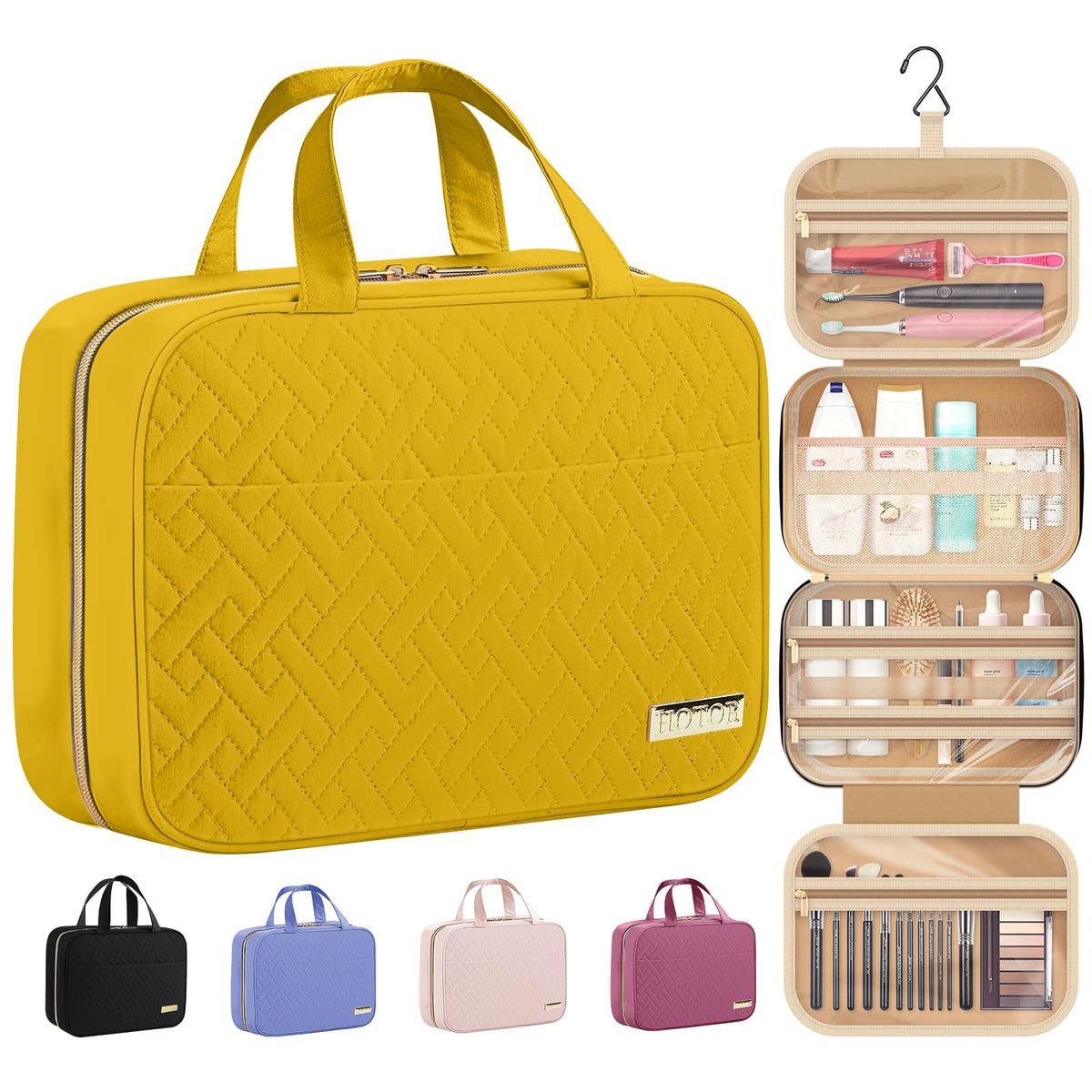 HOTOR travel toiletry bag with hanging design for easy access in any bathroom