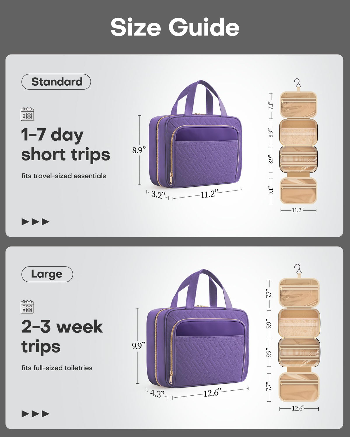 HOTOR travel toiletry bag with multiple pockets keeps cosmetics organized during trips