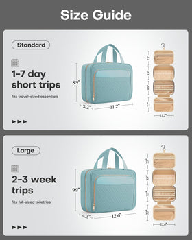 HOTOR travel toiletry bag showing waterproof pockets protecting contents in wet bathrooms.