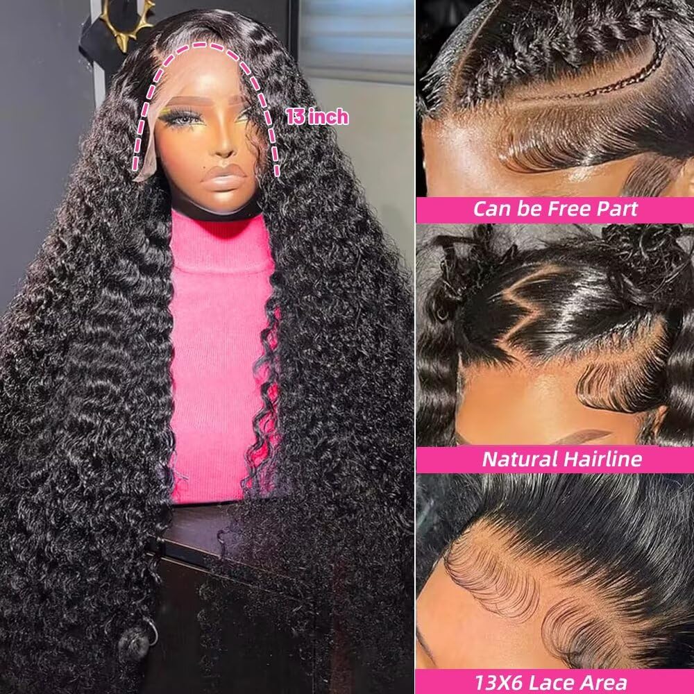 Hotsea 30-inch deep wave wig provides dramatic length for bold styling.