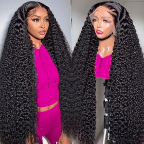 Hotsea 13x6 deep wave lace front wig with natural hairline for seamless parting.