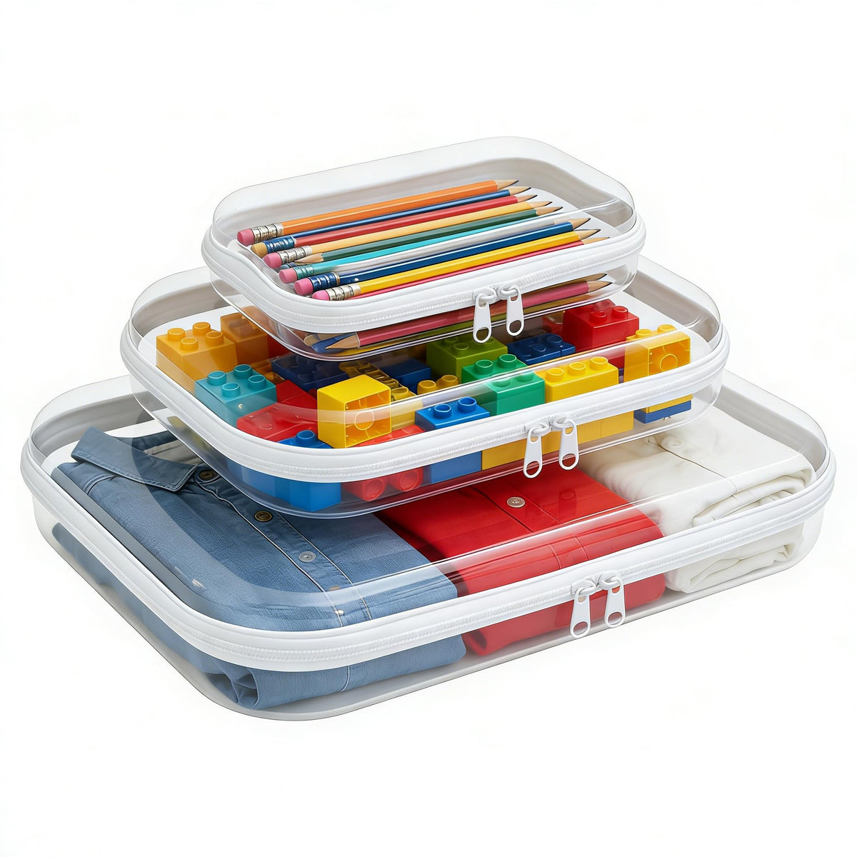 HOUPOUSEN clear hard shell case large for cosmetics and skincare.