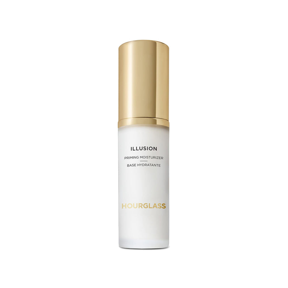 Hourglass Illusion Priming Moisturizer packaging on display for refined makeup prep.