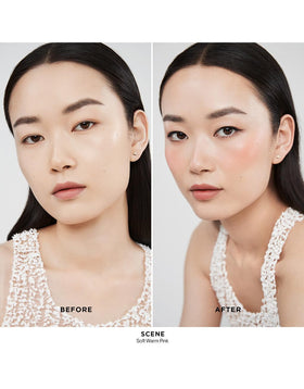 Hourglass Unreal Liquid Blush Scene on-cheek swirl shows natural blend