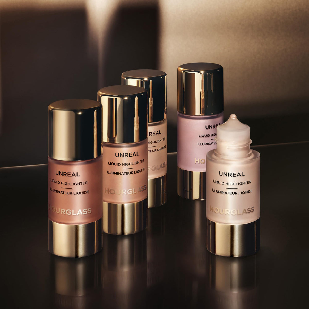 Hourglass Unreal Liquid Highlighter can blend with blush for a seamless glow.