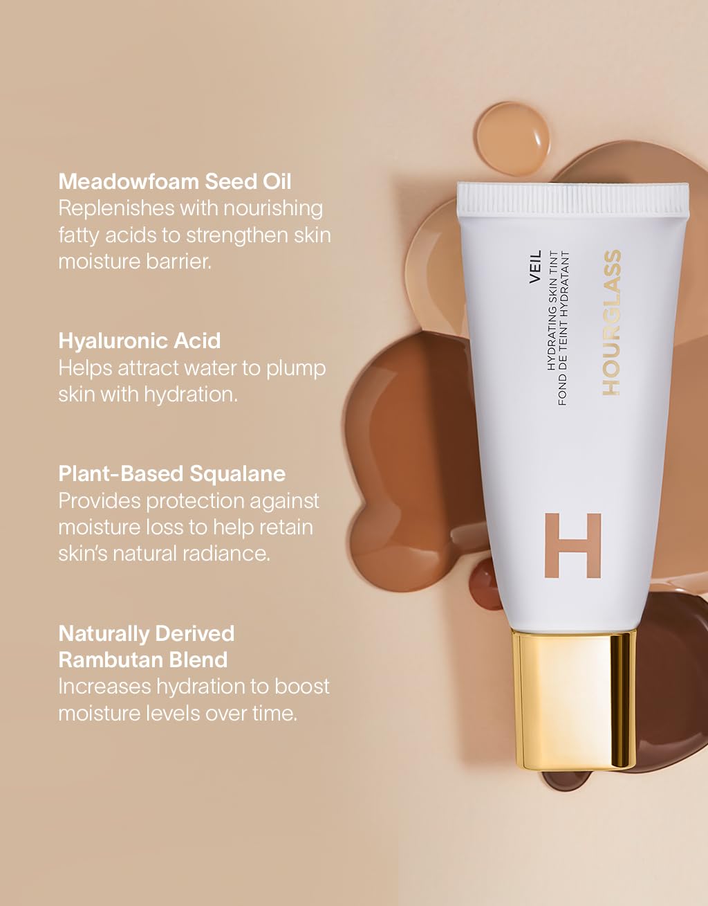 Hourglass Veil Hydrating Skin Tint texture close-up revealing lightweight, breathable formula
