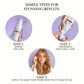 HOURS haircare Full-Time Plumping Mousse after-use shine and bounce on a finished style