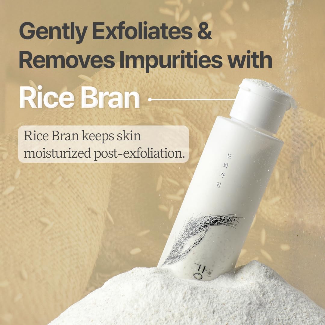 House of Dohwa Rice Bran Powder Wash bottle with vegan enzyme scrub highlight
