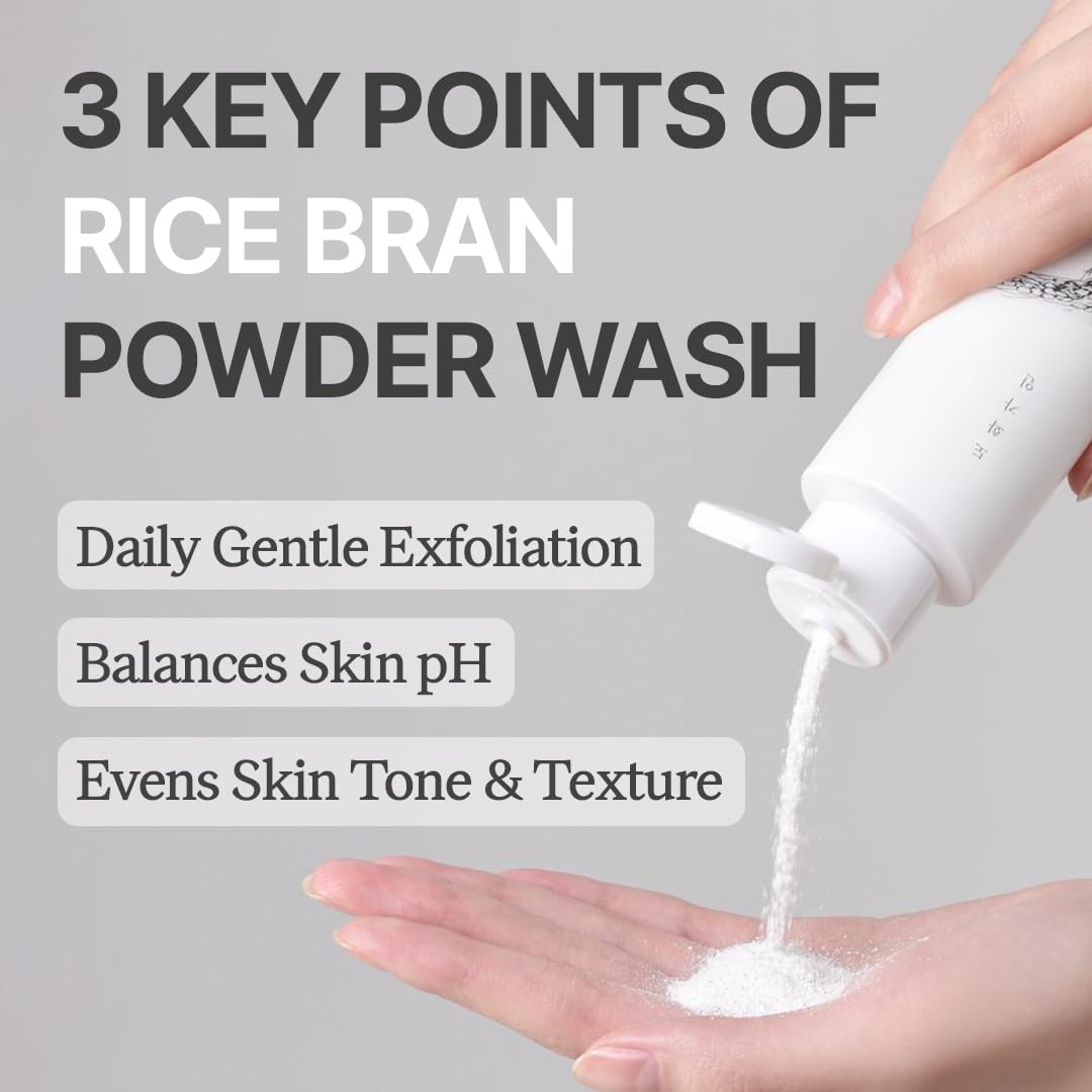 Close up of House of Dohwa Rice Bran Powder Wash texture showing exfoliant grains