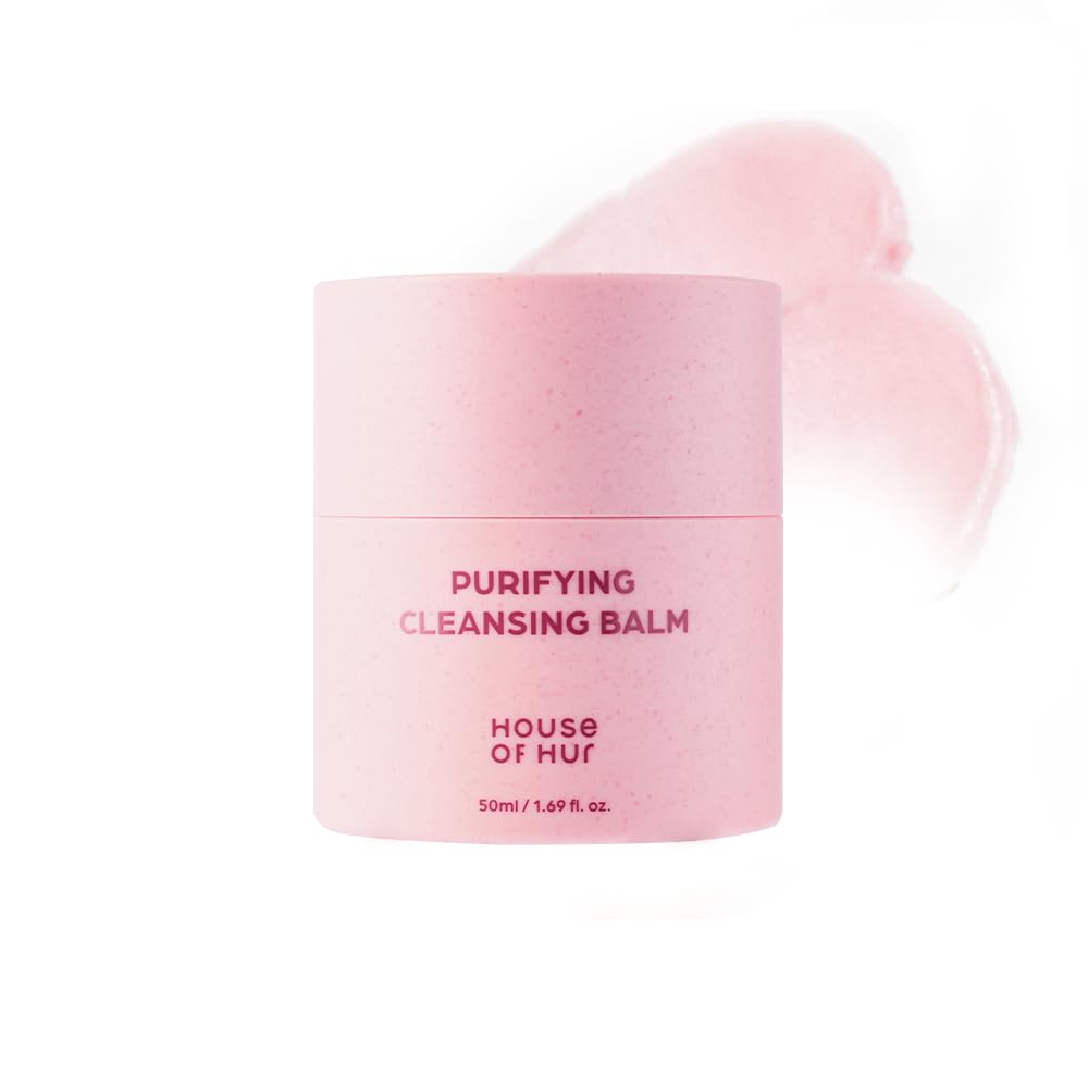 House of Hur Purifying Cleansing Balm jar close-up showing rich texture for gentle makeup removal.