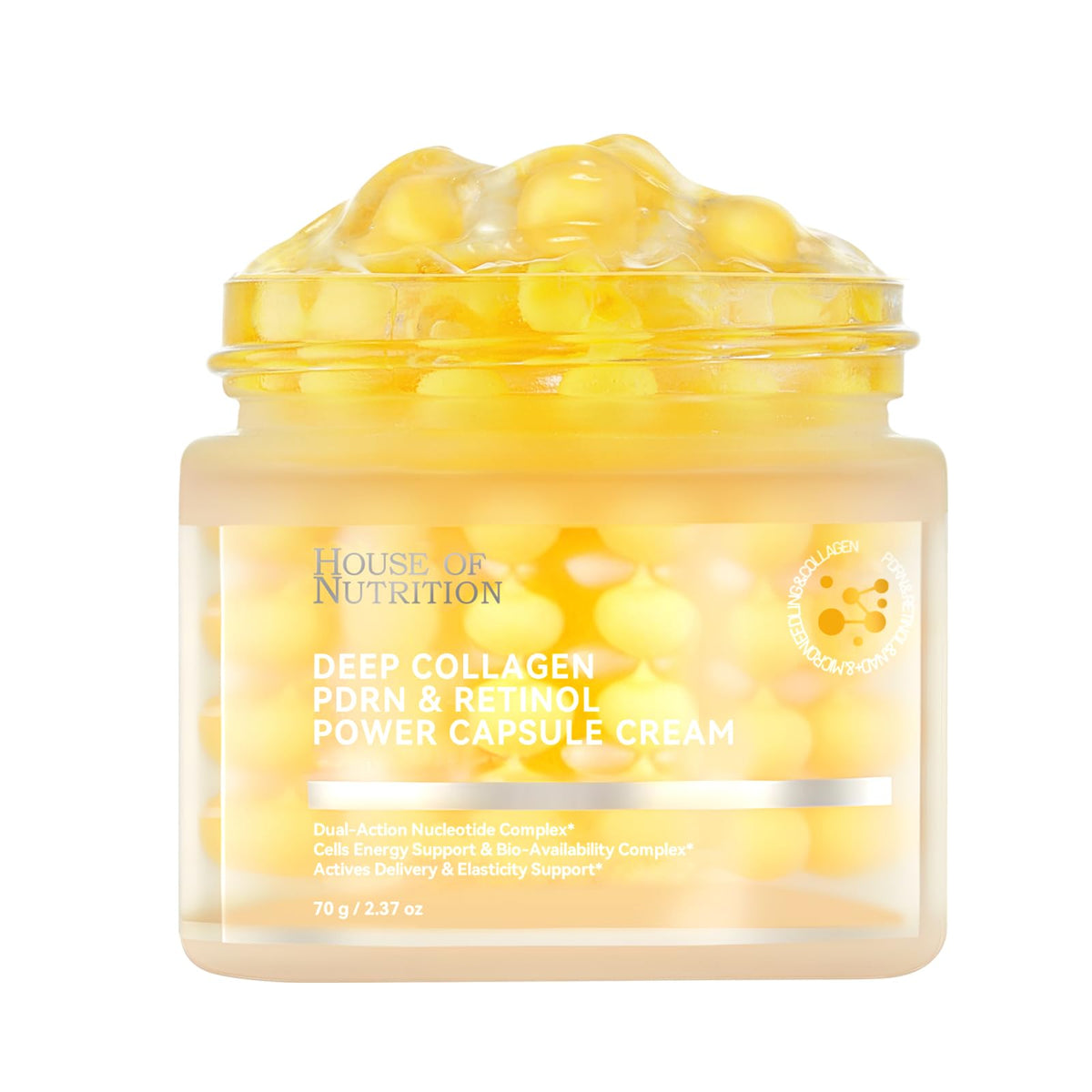 House of Nutrition Deep Collagen bottle close-up shows premium anti-aging care for smoother skin