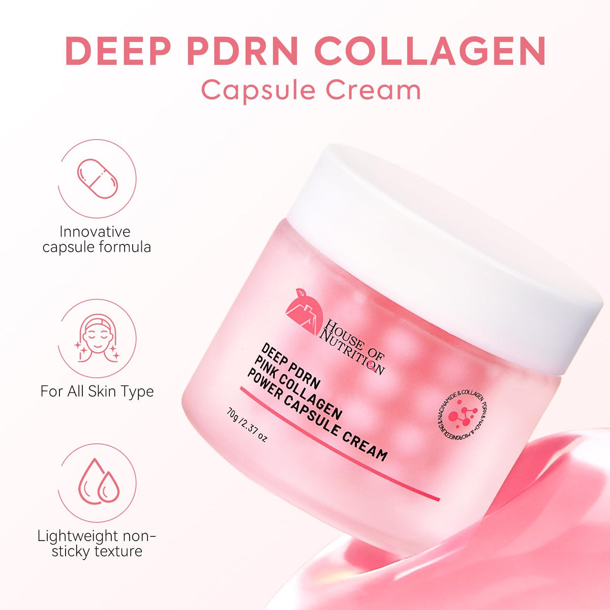 House of Nutrition PDRN Retinol dual-phase capsules close-up suggesting smoother lines and renewal