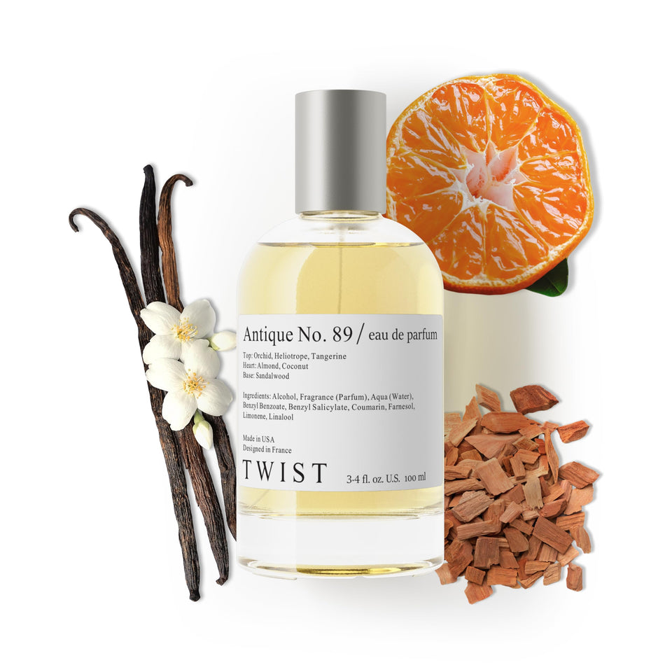 House of Twist Twist Antique No. 89 bottle highlights amber vanilla notes for a lasting evening impression