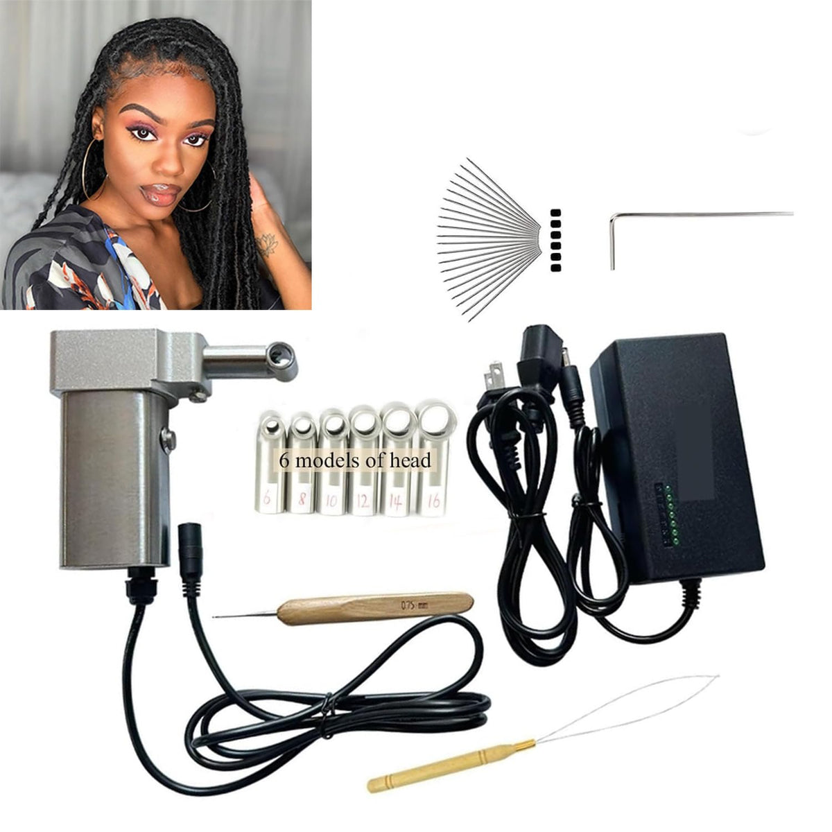 HOWANTIXY Dreadlocks Machine front view shows compact, portable design for at home use.