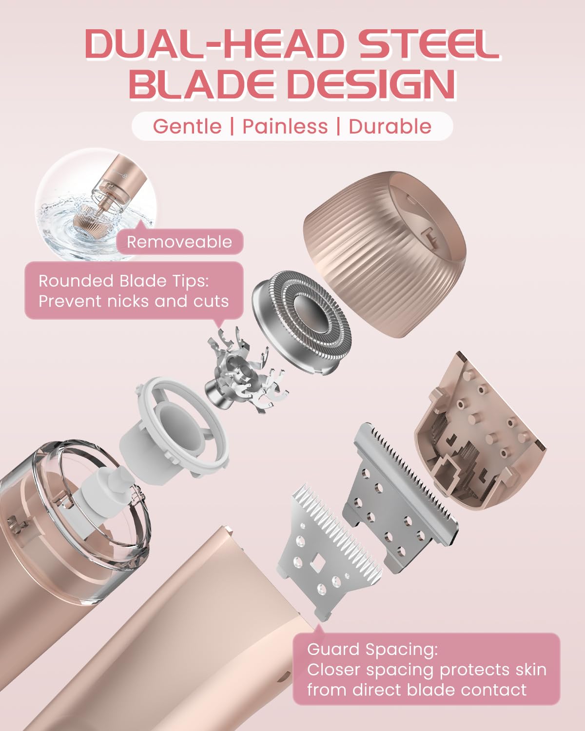 HOWSYKI bikini trimmer precision head used on bikini line and facial areas with care