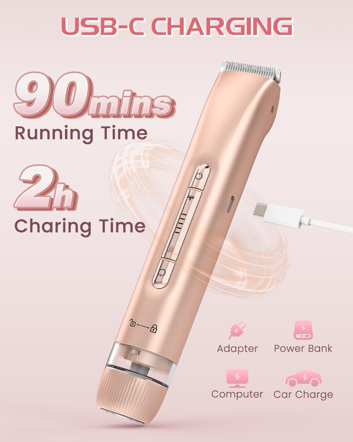 HOWSYKI bikini trimmer USB-C charging provides quick power for grooming sessions
