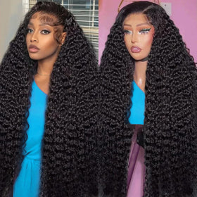 Hoyrhra deep wave lace front wig with natural movement