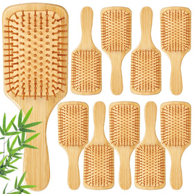 Hpmjz bamboo hair brush paddle with wood finish for smooth detangling