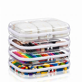HQAUT clear hard shell case with a 4-pack keeps cosmetics organized and protected during travel.