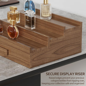 Hrbjunuo 3-tier shelf clearly displays perfumes for quick selection.
